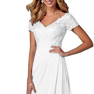 NWOT Lace Applique Cap Sleeve Mother of The Bride/Wedding Dress - Size 6